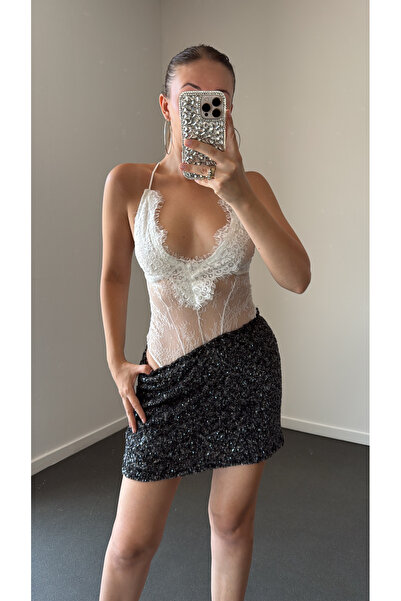 Narferita Ludmila Pul Payet İşlemeli Bodysuit
