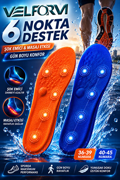 Velform Tabanlık Şok Emici, Ark ve Topuk Destekli Ayakkabı İçi Tabanlık Memor...