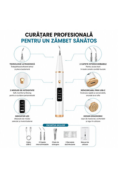 OEM Dispozitiv ultrasonic pentru curatare si detartraj dinti , electric, 3 tr...