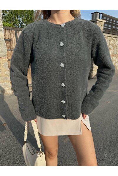 DAĞON'S Cardigan cu nasturi în formă de inimă și design de barbă