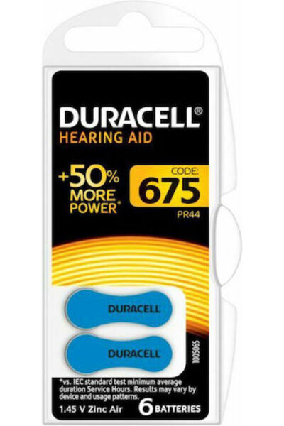 Duracell Μπαταρίες Ακουστικών Βαρηκοΐας Activair 675 1.4V 6 τεμάχια