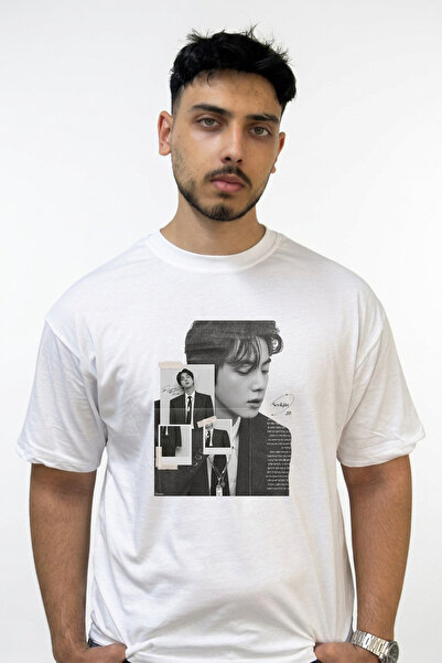 Anetos Seokjin Jin Design Printed Oversize White T-Shirt