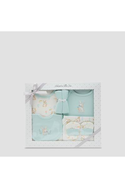 Juniors Girls 7-Piece Gift Set - Soft Cotton - Bodysuit, Bib, Booties - Bunny...