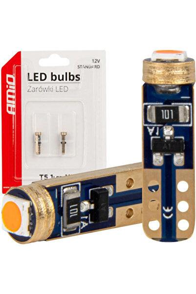 AMIO Λάμπες Αυτοκινήτου W1.2W / T5 LED Κόκκινες 12V 0.5W 2 τεμάχια