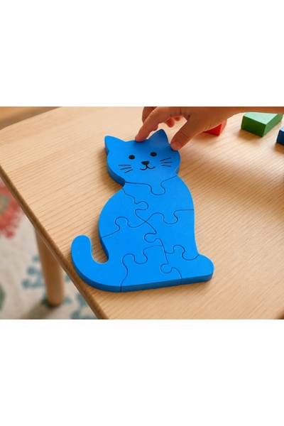 Umut's 3D Wooden Look-Alike Cat Puzzle for Children - for Fun Time - Color Ma...