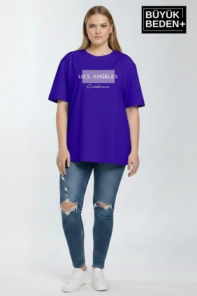 Superlife Women's Plus Size Los Angeles Printed 3Xl-6Xl Crew Neck T-Shirt Spr...