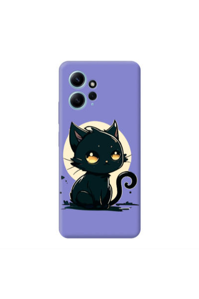 Other Xiaomi Redmi Note 12 4G Black Cat Purple Colored Silicone TPU Θήκη