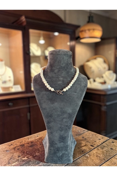 Taşmir Certified Real Aa Quality Natural Pearl Necklace - Stainless Steel T-Lock