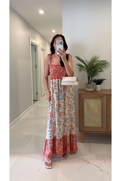BİRCANÇİL Moja Stone Patterned Strap Dress