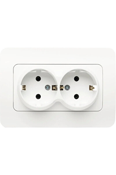 OEM Jazz double socket outlet with earthing, matt white, incl. frame