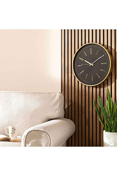 Linens Dark 42 cm Duvar Saati Siyah