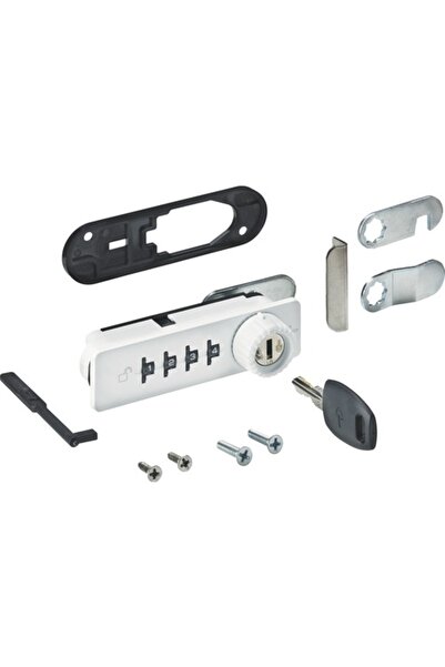 OEM Κλειδαριά επίπλων Hettich με συνδυασμό, λαβή πόρτας αριστερή, λευκό ατσάλι