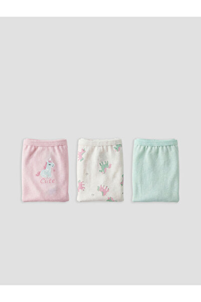 LC Waikiki Özmarka New Season Printed Girls' Underwear 3-Piece Set