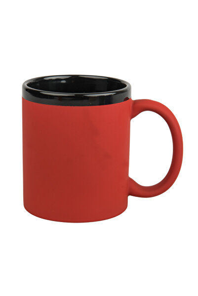 LimArt Cană ceramică soft touch mată, interior negru lucios, 330 ml - Roșu