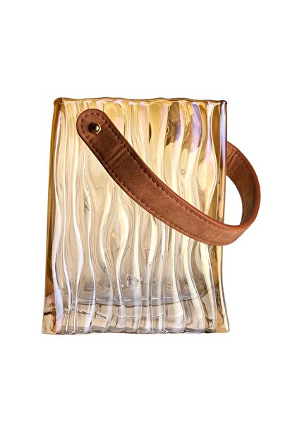 OEM Vază cu Valuri Sticlă Bronz 18 cm