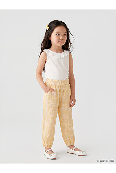 LC Waikiki Peak New Season Girls' Checkered Pants with Elastic Waist