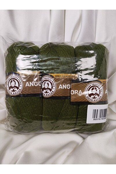 Ören Bayan Angora Khaki Hand Knitting Yarn (3 Pieces) - Color: 077