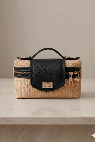 Gebiç Women's Bag with Straw Detail, Shoulder and Hand Bag