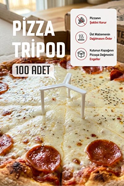 Kaya Hediyelik Plastik Pizza Ayağı Pizza Tripod 100 Adet (Pizza Kutusu Destek...