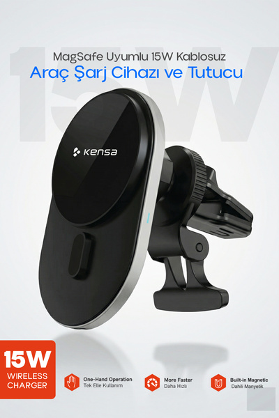 Kensa 15W 360° MagSafe Uyumlu Kablosuz Araç İçi Şarjlı Telefon Tutucu – Haval...