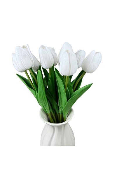 OEM Buchet Lalele Artificiale Silicon Alb 33 cm