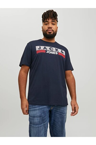 Jack & Jones Plus Tricou cu guler rotund, Mărimi mari pentru bărbați, Bumbac ...
