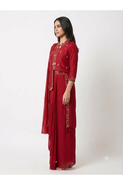 Bella Design Floral Embroidered Jacket Saree