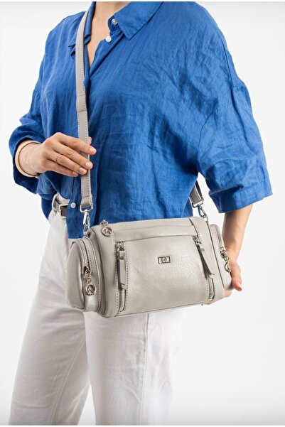 Senna Collection Amazingly Useful Multi-Section Bag in Light Gray