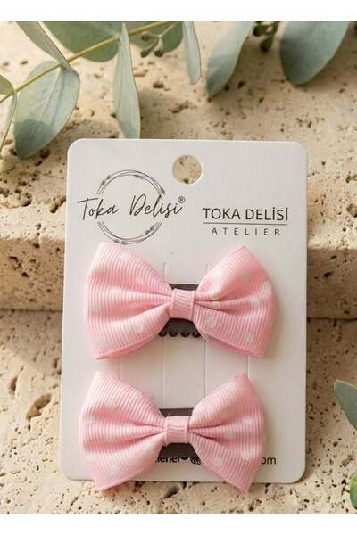 Toka Delisi Hairless Baby Hair Clip, Double Cute Light Pink Hair Clip with Po...