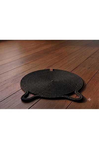 MoMMe Cat Dog Wooden Food and Water Bowl Mat 25 cm Scratching Mat Black