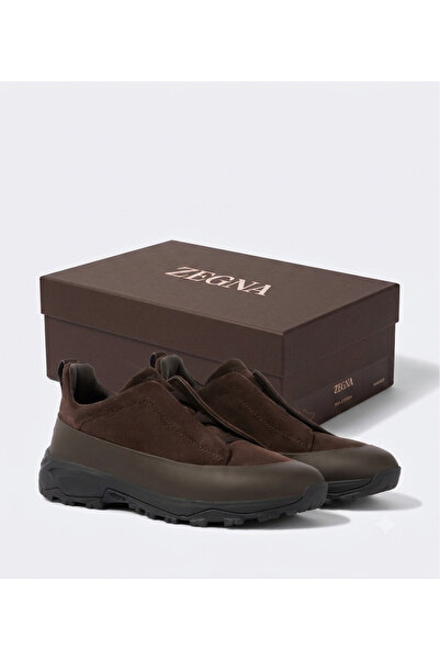 NEW ZEGNA Mens Triple Stitch Monte suede sneakers