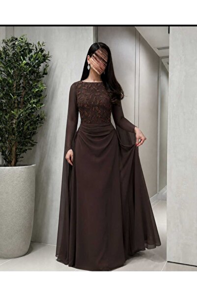 MNCENTER Soft Brown Evening Dress