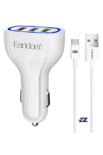 ELTRAZONE شاحن سيارة بمنفذ USB ثلاثي، كيبل QC3.0 و Type-C - شحن سريع للآيفون ...