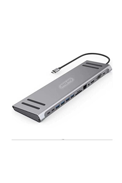 Go-Des 14 In 1 USB C Type-c Hubs Docking Station Silver