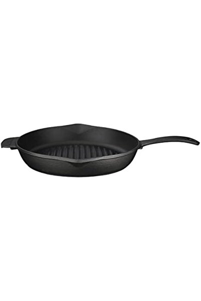 Yıldızan Msa Shop Cast Iron Round Grill Pan, Metal Handle, Concave Base, 28 c...