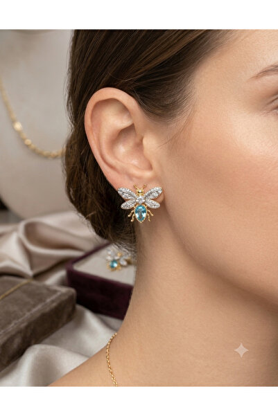 By Zeyna Aksesuar Premium Geometric Stone Women's Earrings