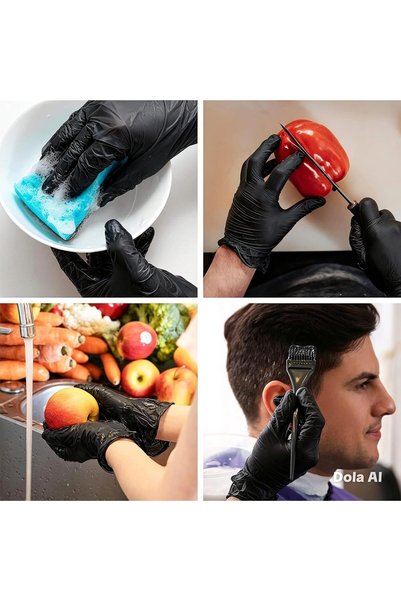 OKA Black Disposable Vinyl Gloves (Small Size), 70 Pcs/Box, Latex Free, Powder Free Medical Examination Gloves