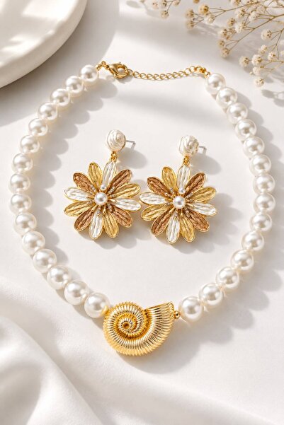 Bermecy Salyongoz | Cam İnci Choker Kolye Ve Küpe Kombin