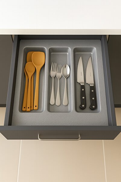 MEGAHOME STORE 49x49 cm Çekmece içi Gri Kepçelik Organizer ( 44x40 cm e kadar...
