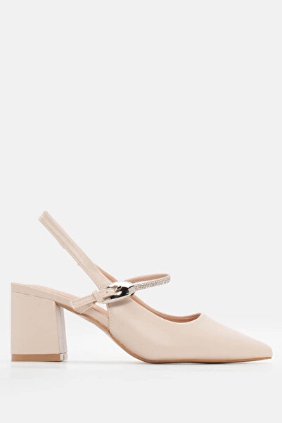 Luigi Μυτερές Γόβες Slingback με Στρας - Μπεζ - 40