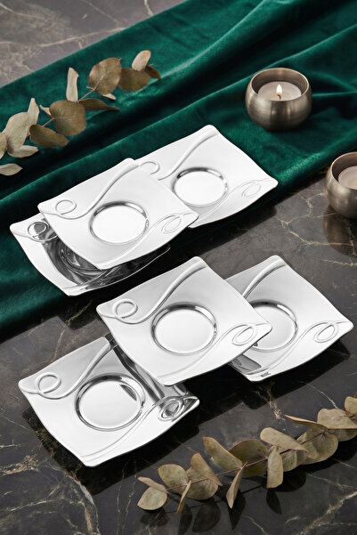 ÖzSa Home 6-Piece Inna Tea Plate Set - 18/10 Stainless Steel for 6 People