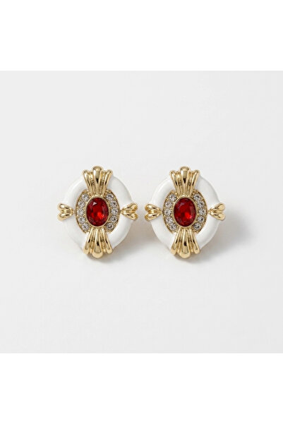 h&b design jewel White Enamel Design Earrings