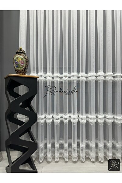rendecioğlutekstil Tül Perde Suzene İşleme Serpme 5 Hiza Motif 5525 Desen
