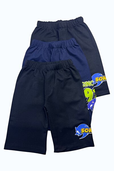 Minik Motion Children's Boys Combed Cotton Capri Sweatpants Printed Set of 3