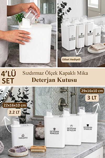 dnshome 3 Pieces 3000 ml & 1 Piece 2200 ml Self-Scaled 4-Piece Detergent Set ...