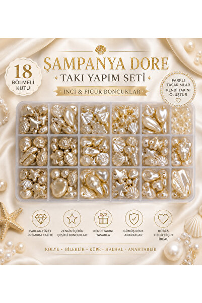 By MO Accessories 18 Bölmeli Şampanya Dore İnci Figür Boncuk Takı Yapım Seti ...