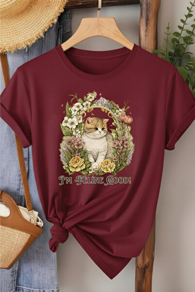 l'eivor I' m Feline Good Cat Printed Women's Cotton T-Shirt