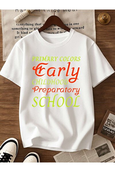2mcup Men'S Funny Early Childhood Prep T-Shirt Primary Colors Graphic Tee (Re...