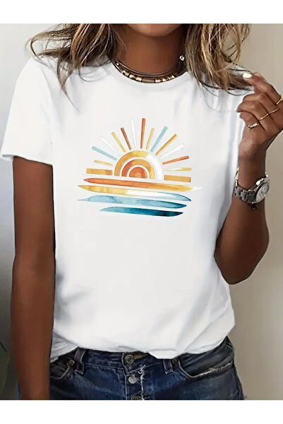 BASEPULSE Fashionable Printed Women's T-Shirt - Comfortable And Relaxed, Roun...