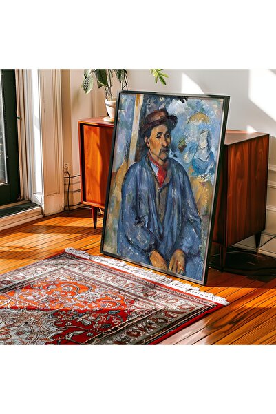 Pegziz Pictură de Paul Cézanne: Om în cămașă albastră | Portret bărbat înrăma...
